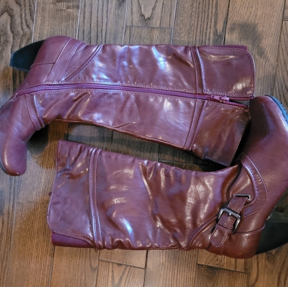 Boots, burgundy, only worn twice to car, size 7 - Picture 1 of 7